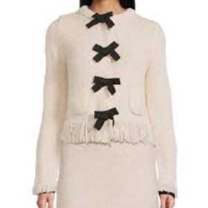 NWOT Cream Chanel Vibe Sweater with Black Bows Accents